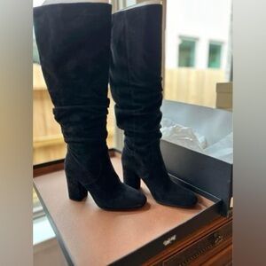 Coach Graham Black Suede Heeled Boots 6.5